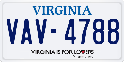 VA license plate VAV4788