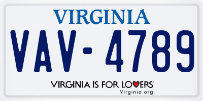 VA license plate VAV4789