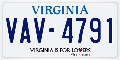 VA license plate VAV4791