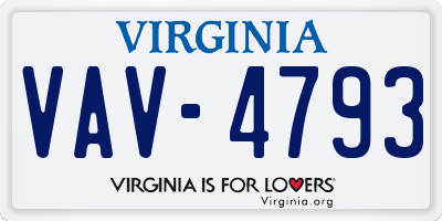 VA license plate VAV4793