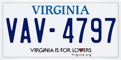 VA license plate VAV4797