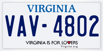 VA license plate VAV4802