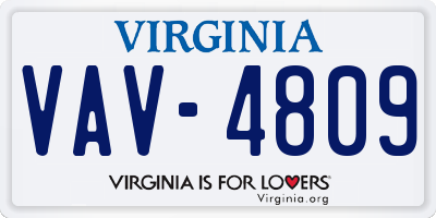 VA license plate VAV4809