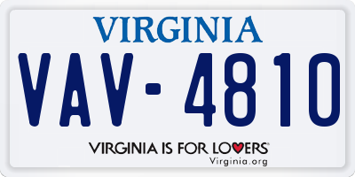 VA license plate VAV4810