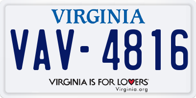 VA license plate VAV4816