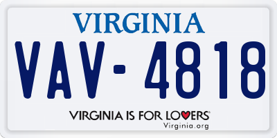 VA license plate VAV4818