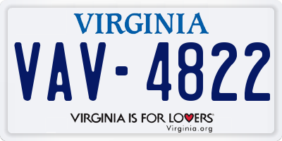 VA license plate VAV4822
