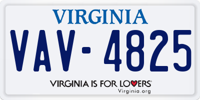 VA license plate VAV4825
