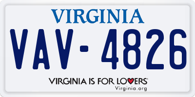 VA license plate VAV4826
