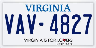 VA license plate VAV4827