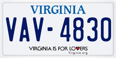 VA license plate VAV4830
