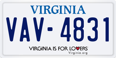 VA license plate VAV4831