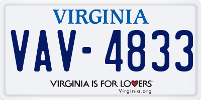 VA license plate VAV4833