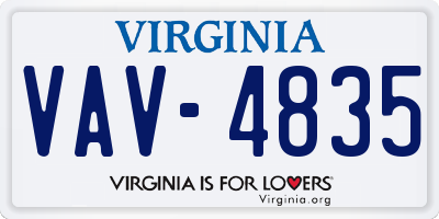 VA license plate VAV4835