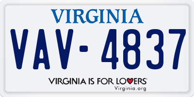 VA license plate VAV4837