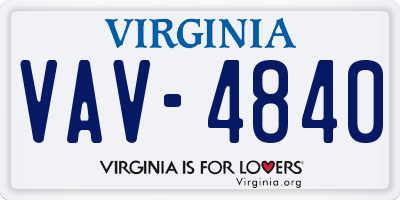 VA license plate VAV4840