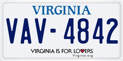 VA license plate VAV4842