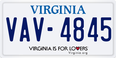 VA license plate VAV4845