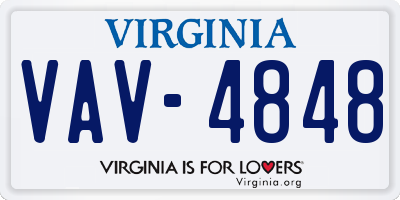 VA license plate VAV4848