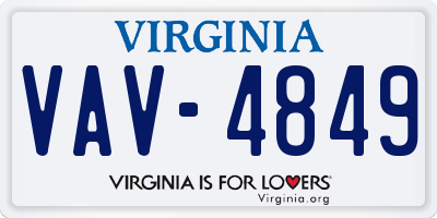 VA license plate VAV4849