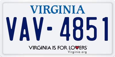 VA license plate VAV4851