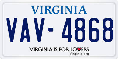 VA license plate VAV4868