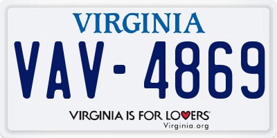 VA license plate VAV4869