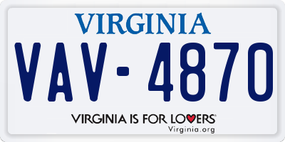 VA license plate VAV4870