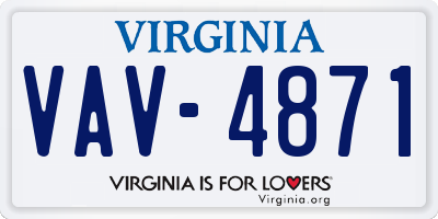 VA license plate VAV4871