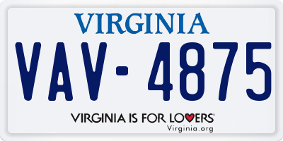 VA license plate VAV4875
