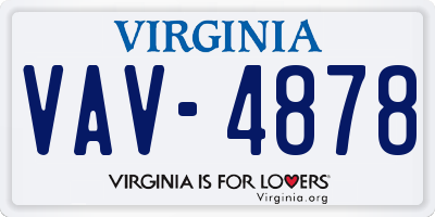 VA license plate VAV4878