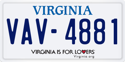VA license plate VAV4881