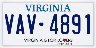 VA license plate VAV4891