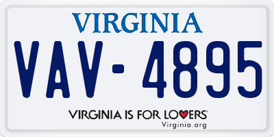 VA license plate VAV4895