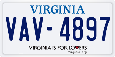 VA license plate VAV4897