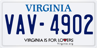 VA license plate VAV4902