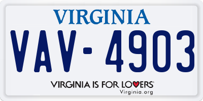 VA license plate VAV4903