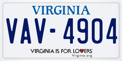 VA license plate VAV4904