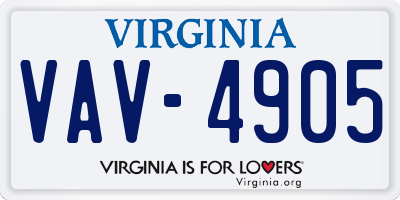 VA license plate VAV4905