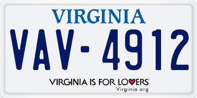 VA license plate VAV4912