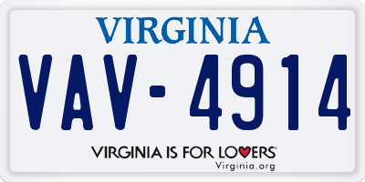 VA license plate VAV4914