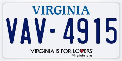 VA license plate VAV4915