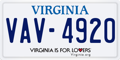 VA license plate VAV4920
