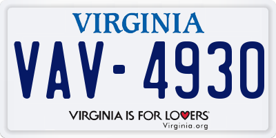 VA license plate VAV4930