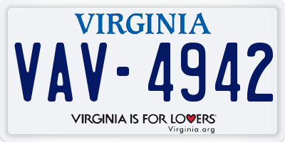 VA license plate VAV4942