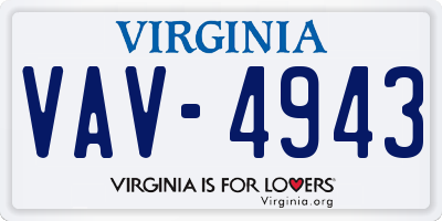 VA license plate VAV4943