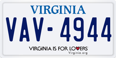 VA license plate VAV4944