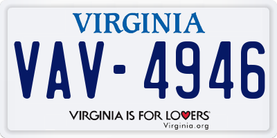 VA license plate VAV4946