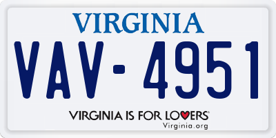 VA license plate VAV4951
