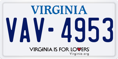 VA license plate VAV4953